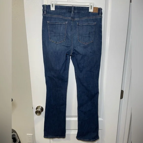 American Eagle Curvy Skinny Kick Next Level Stretch Women's Blue Bootcut Jeans - Picture 6 of 12